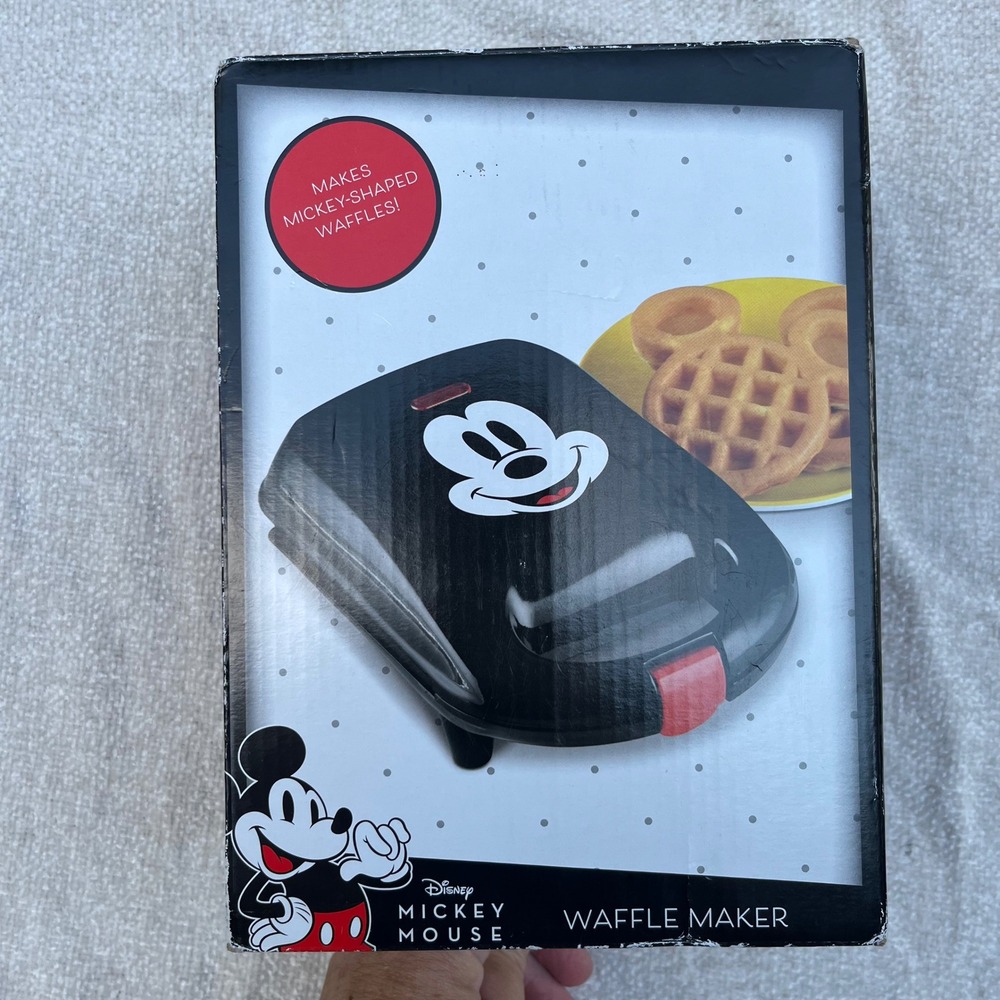 Disney Mickey Mouse Waffle Maker Black Non-Stick Character Baker DCM-91